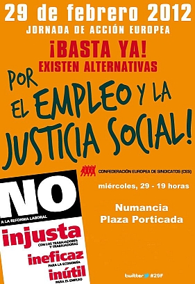 Convocada para este miércoles una manifestación coordinada por los sindicatos de toda Europa 