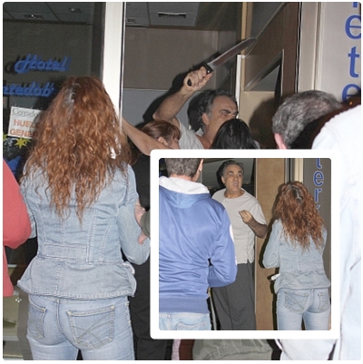 Un hostelero apuñala a una integrante de un piquete en Torrelavega / Fotos: Esther Saiz Silió / Remitido
