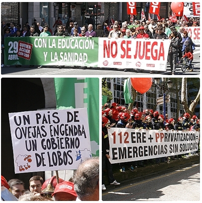  Ocho mil personas se manifiestan en Santander contra los recortes en educación y sanidad