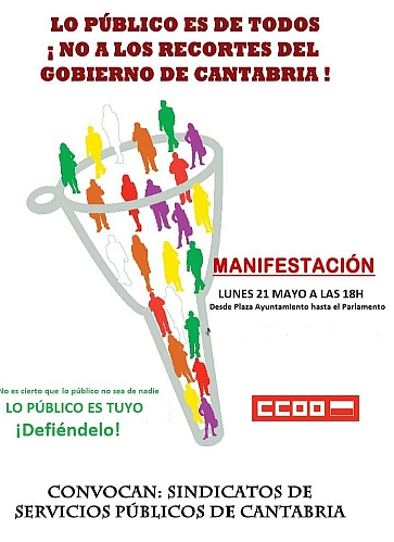 Convocada una manifestación contra los recortes en los servicios públicos del gobierno de Cantabria