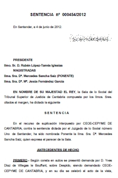 El Juzgado desestima la apelación de la CEOE y confirma como nulo el despido de Yves Díaz de Villegas