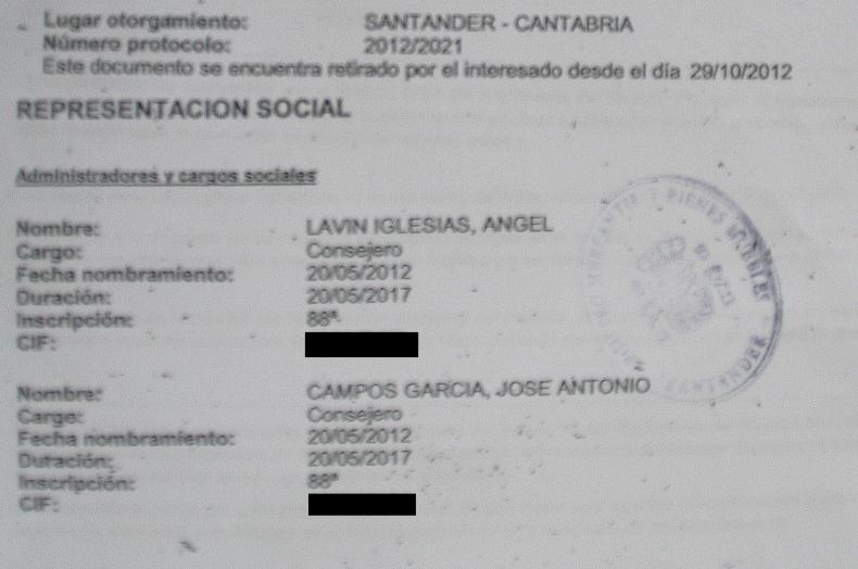Ángel Lavín no es Presidente del Racing de Santander. Está inscrito como Consejero junto a otros 6 miembros