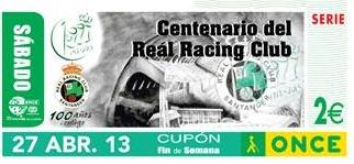 La ONCE dedica un cupón al centenario del Racing de Santander