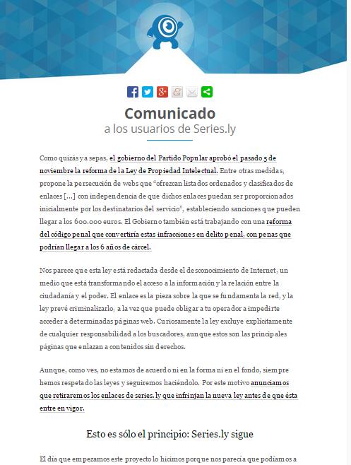 Series.ly, otra web de enlaces ilegales que cae