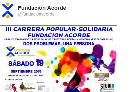  El sábado 19 de septiembre tendrá lugar la III Carrera Popular Solidaria Fundación Acorde