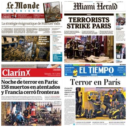  La prensa internacional lleva el horror de París a sus portadas #ParisAttacks