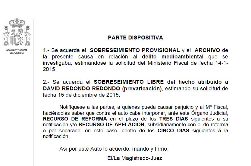 Archivada la causa contra el propietario de COPSESA y el que fue director general de Medio Ambiente