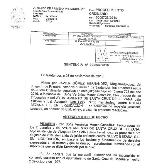 La Justicia condena a la promotora de Bezana Lago a cumplir el convenio urbanístico firmado en 1997