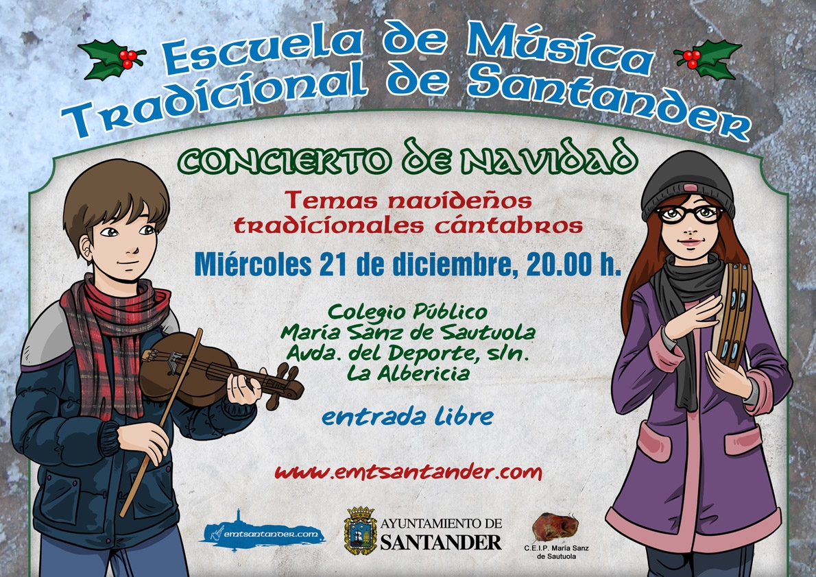 La Escuela de Música Tradicional de Santander ofrecerá mañana su Concierto de Navidad