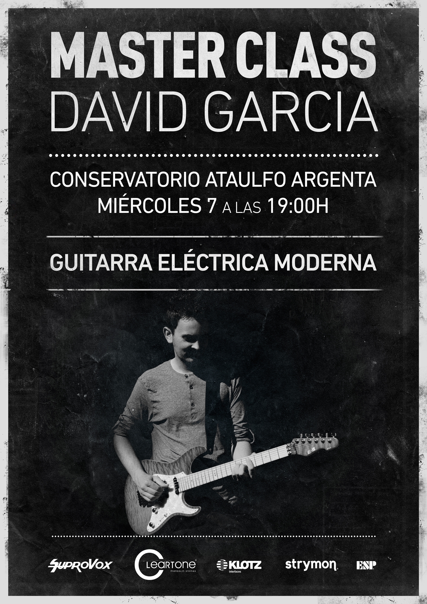 Clase magistral de guitarra eléctrica moderna en el conservatorio municipal
