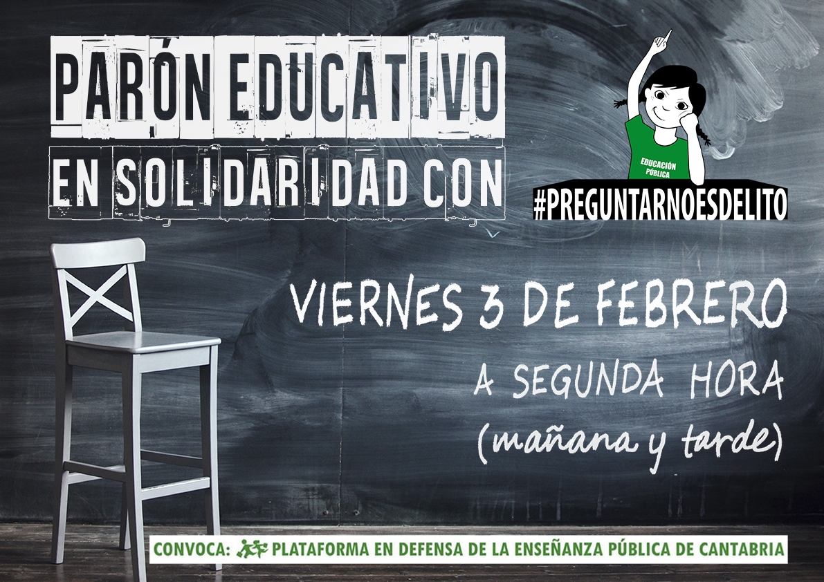 Convocado un parón educativo por la absolución de #PreguntarNoEsDelito