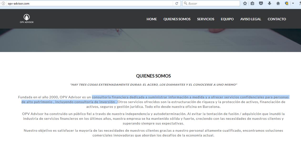 La CNMV advierte que OPV Advisor LTD no está autorizada para prestar servicios de inversión