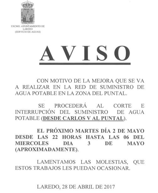 El Ayuntamiento de Laredo anuncia cortes de agua en la zona de El Puntal
