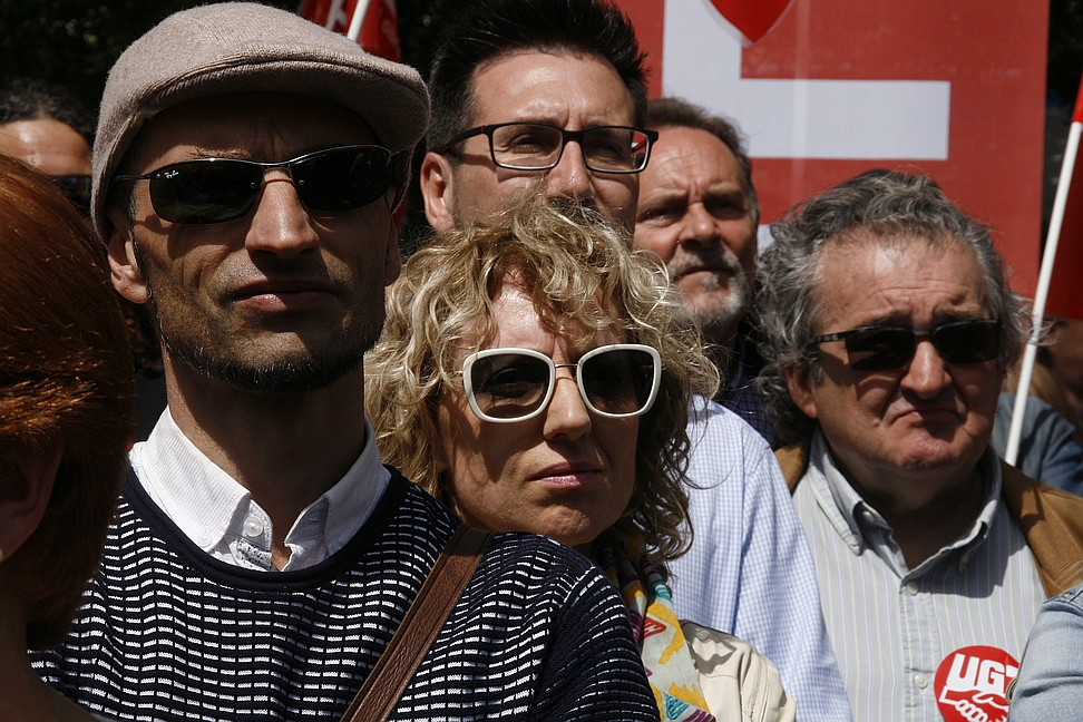 Rosa Eva Díaz Tezanos en la manifestación del 1 de mayo en Santander