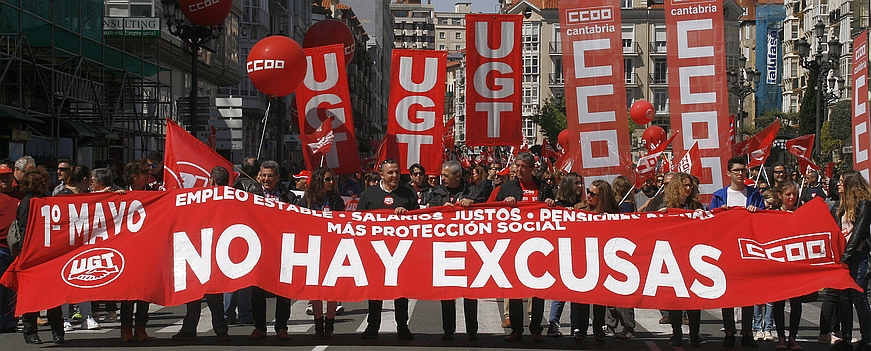  Más de 6.000 personas secundan la manifestación del 1 de mayo de UGT y CCOO en Santander