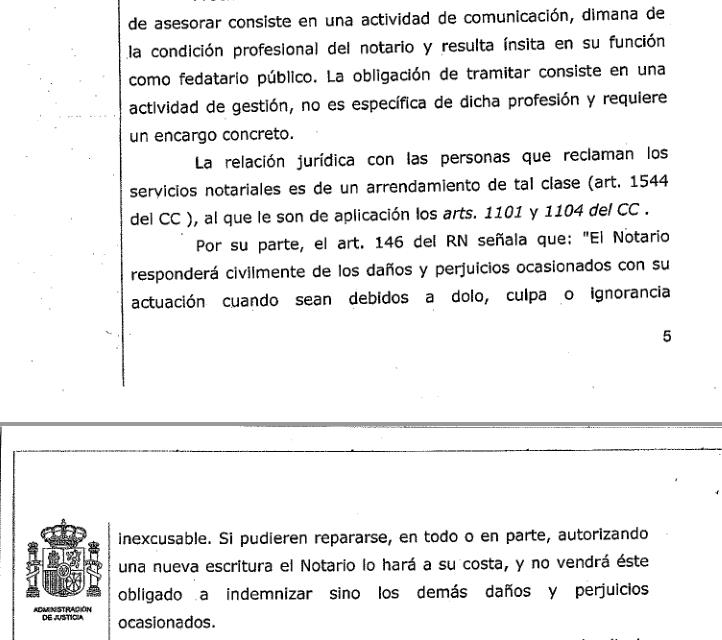 Condenan a una notaria por no informar en una compraventa de las cargas fiscales que pesaban sobre unas fincas