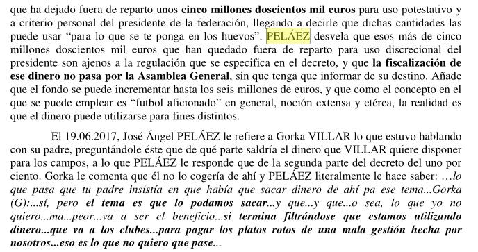 Peláez a Villar: cinco millones “para lo que se te ponga en los huevos”