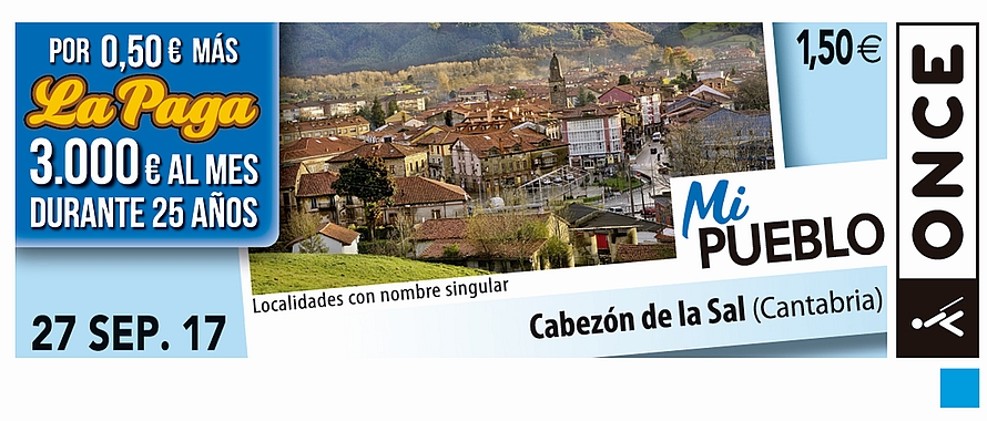 La ONCE dedica un cupón a Cabezón de la Sal por su nombre «singular»