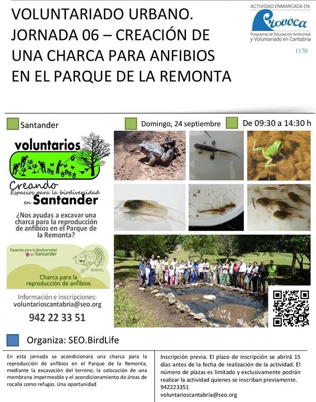 El parque de la Remonta acogerá una jornada medioambiental que incluirá la creación de una charca para anfibios