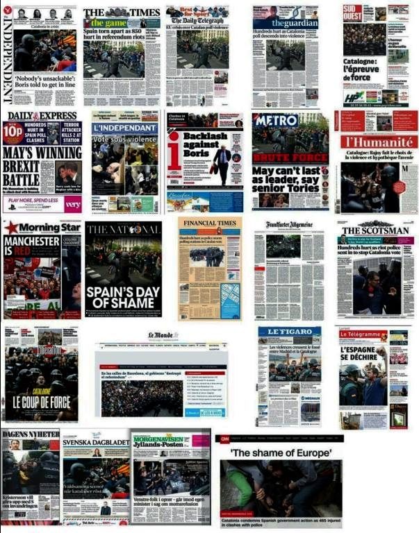 La prensa internacional se hace eco de la violencia en Cataluña