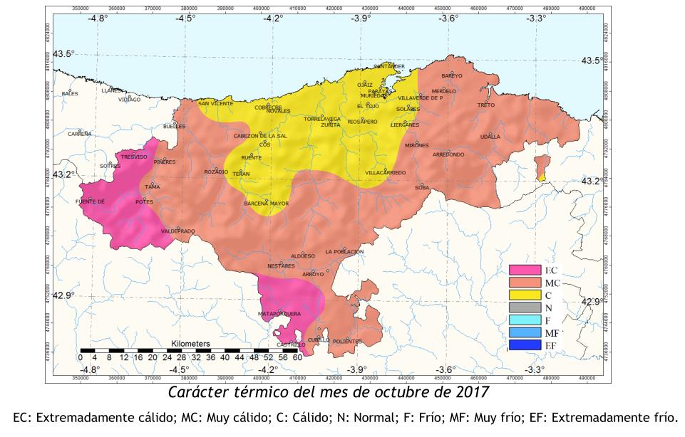 Octubre fue muy cálido y seco en Cantabria