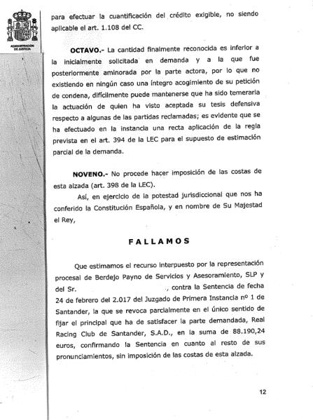 El Racing tendrá que pagar a Berdejo 3.600 euros más por sus trabajos ante la Agencia Tributaria
