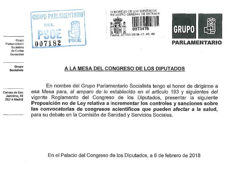 El PSOE propone incrementar los controles y sanciones sobre las convocatorias de congresos pseudocientíficos que pueden afectar a la salud