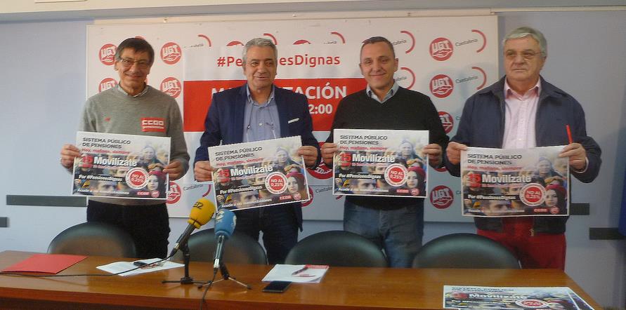 UGT y CCOO prosiguen este 15 de abril con las movilizaciones por las pensiones públicas con una manifestación en Santander