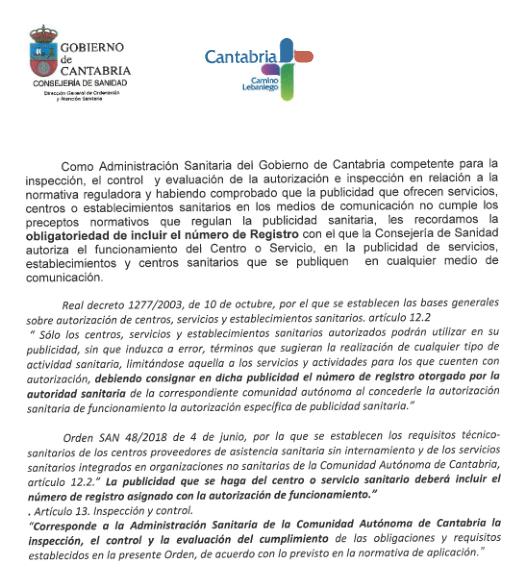 Sanidad recuerda que la publicidad de productos o servicios sanitarios debe llevar un número de registro