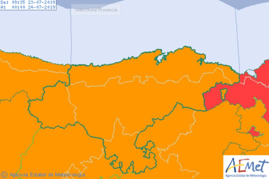 Cantabria estará desde las 14:00 hasta las 22:00 horas en aviso naranja por tormentas