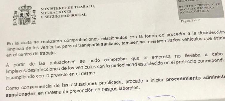 La Inspección de Trabajo abre un proceso sancionador a Ambuibérica por incumplir el protocolo de limpieza y desinfección de las ambulancias