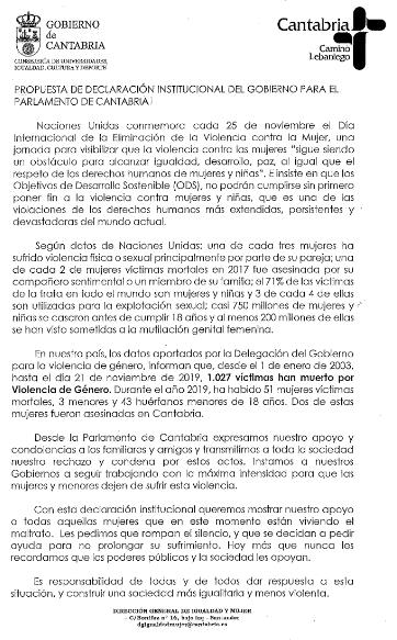 El Parlamento de Cantabria no aprobará la declaración institucional contra la violencia de género por la negativa de VOX
