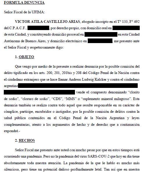  Andreas Kalcker, denunciado en Argentina tras la muerte de un niño que presuntamente había consumido dióxido de cloro