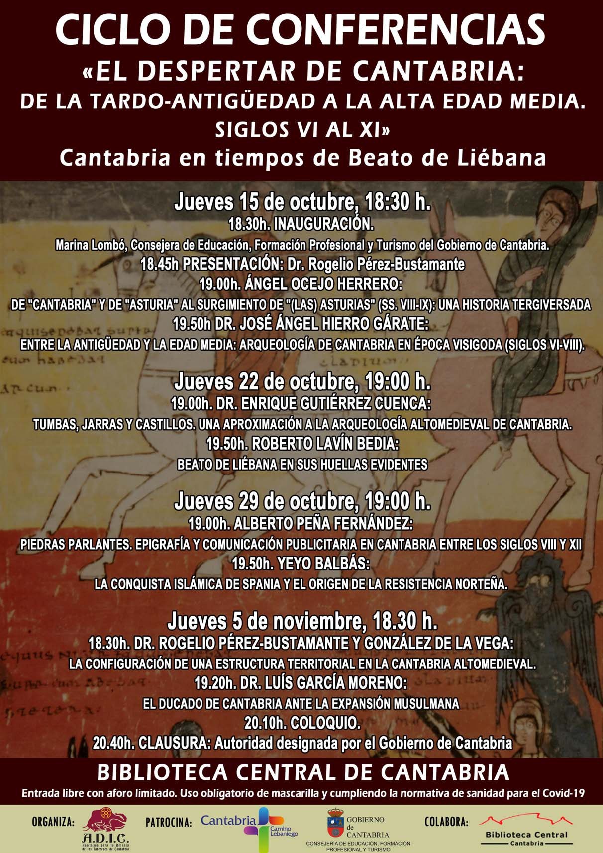  La Biblioteca Central acoge un ciclo de conferencias sobre la historia de Cantabria desde la Tardo-Antigüedad hasta la Alta Edad Media