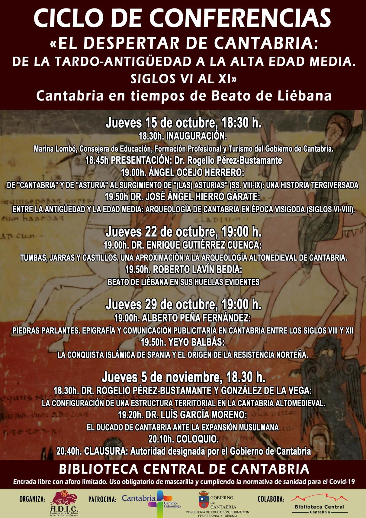 La Biblioteca Central acoge un ciclo de conferencias sobre la historia de Cantabria desde la Tardo-Antigüedad hasta la Alta Edad Media