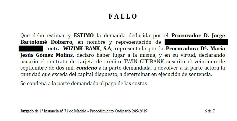 Una vecina de Santander reclama a Wizink Bank por usura y recupera casi 20.000 euros después de 20 años