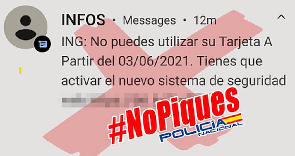 La Policía Nacional pide a los ciudadanos que extremen las precauciones cuando reciban cualquier mensaje de una entidad bancaria