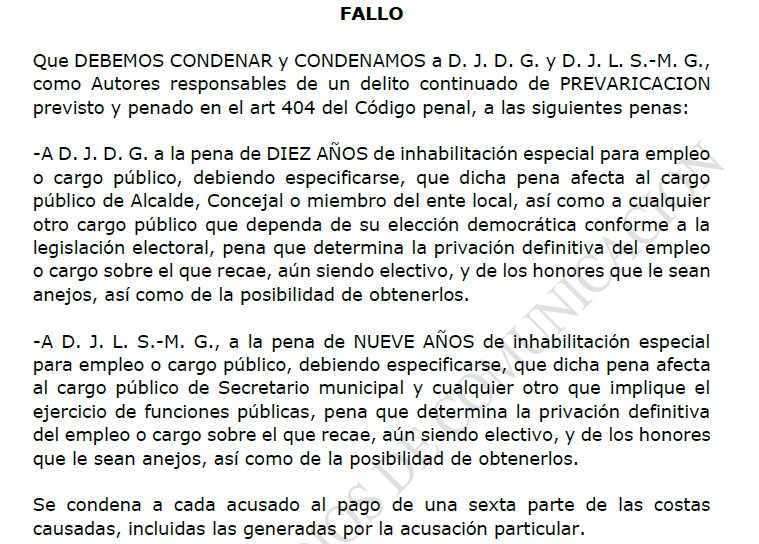 Condenado a diez años de inhabilitación el que fuera alcalde de Noja entre 2006 y 2013 como autor de un delito continuado de prevaricación
