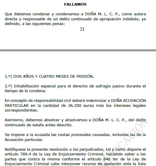 Dos años y cuatro meses de prisión a una mujer por apropiarse de 36.200 euros de la anciana a la que hacía los recados