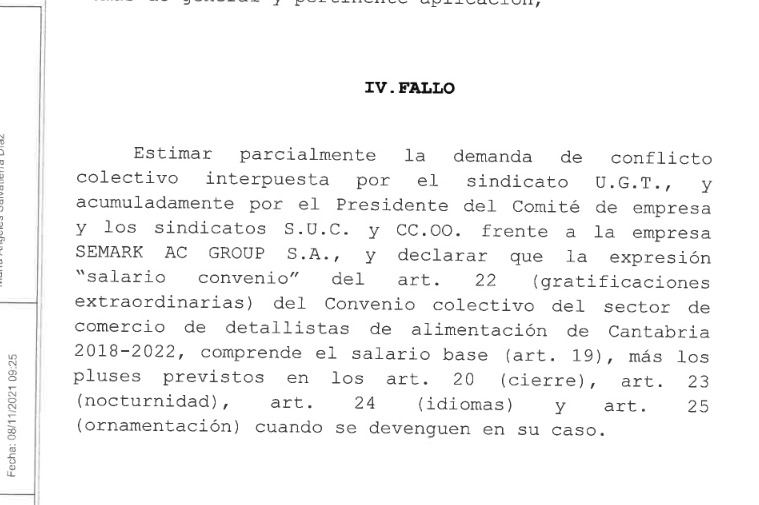 La Justicia condena a Supermercados LUPA a pagar los pluses de antigüedad, cierre, nocturnidad, idiomas y ornamentación