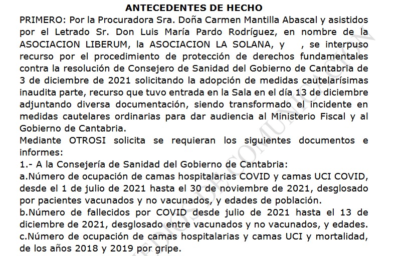 La Justicia de Cantabria rechaza suspender la obligación de presentar el certificado Covid en lugares donde se consumen bebidas y comidas