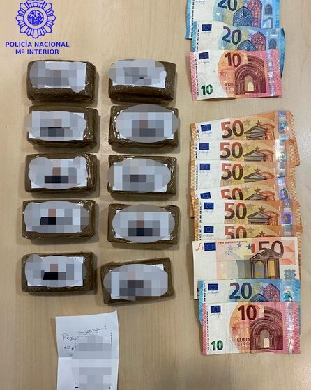 Detenidos dos jóvenes con más de un kilo de hachís