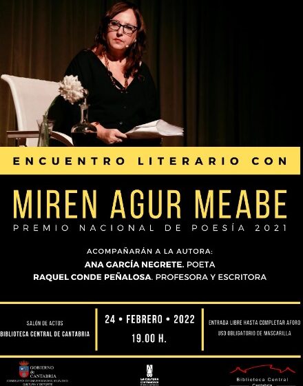  La Biblioteca Central de Cantabria recibe a Miren Agur Meabe, Premio Nacional de Poesía