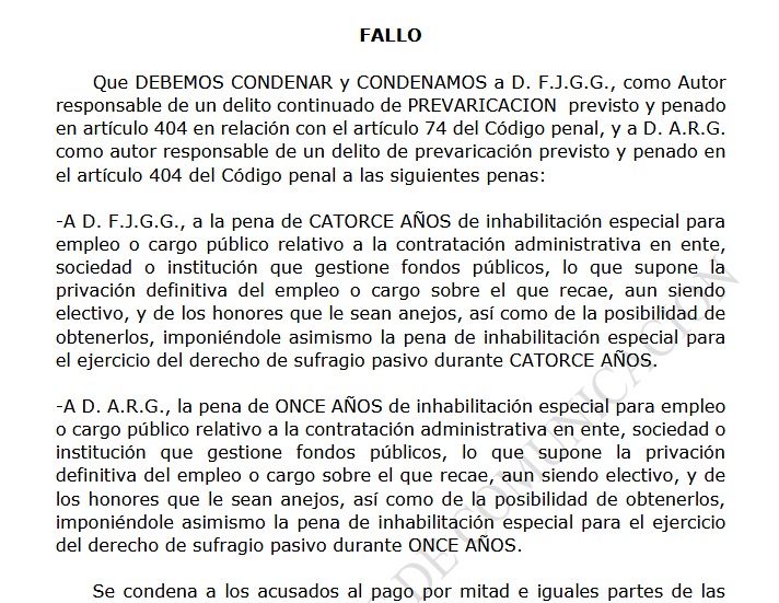 Condenados dos excargos de Sanidad a 14 y 11 años de inhabilitación por prevaricación al adjudicar contratos menores