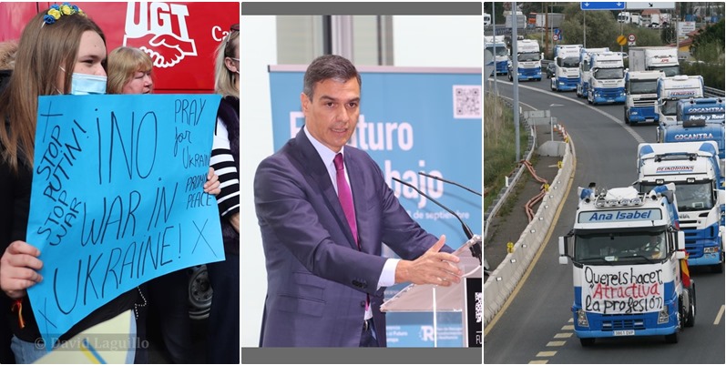 En las imágenes protestas por la guerra en Ucrania, el Presidente Pedro Sánchez y movilizaciones de transportistas - (C) Fotos: David Laguillo