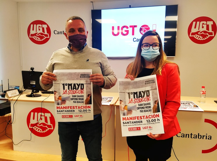 UGT y CCOO en Cantabria reivindican en este 1 de Mayo más igualdad y una subida de salarios acorde con la inflación