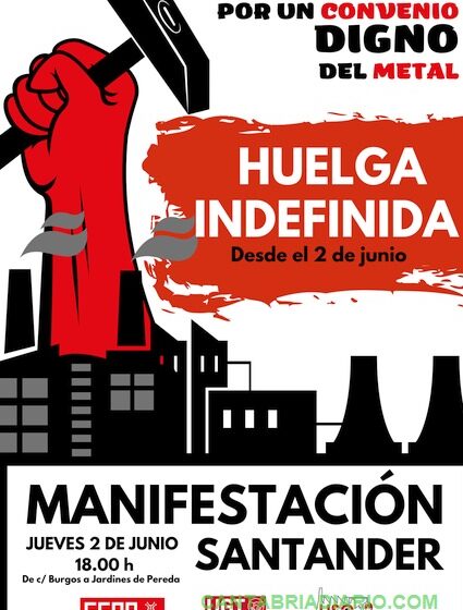 El jueves 2 de junio se inicia la huelga en el sector siderometalúrgico de Cantabria