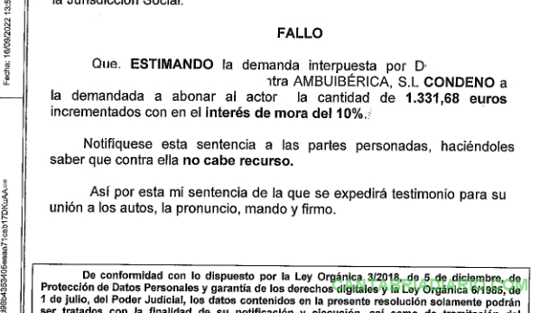 La Justicia e Inspección de Trabajo dan la razón a CCOO y condenan a Ambuibérica a abonar las horas extra y transformar contratos temporales