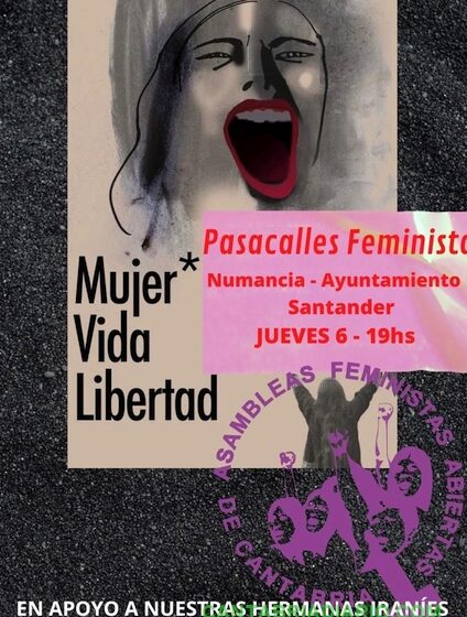 Las Asambleas Abiertas Feministas de Cantabria organizan diversos actos en solidaridad con las mujeres iraníes