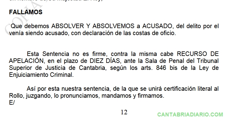 La Audiencia de Cantabria absuelve a un hombre al que se acusaba de abusos a su nietastra